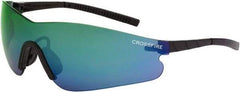 CrossFire - Emerald Mirror Lenses, Framed Safety Glasses - Scratch Resistant, Black Frame, Size Universal, Wrap Around - Industrial Tool & Supply