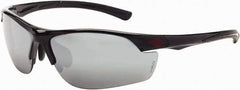 CrossFire - Silver Mirror Lenses, Framed Safety Glasses - Scratch Resistant, Black Frame, Size Universal, Wrap Around - Industrial Tool & Supply