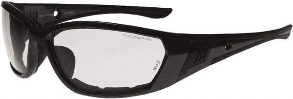 CrossFire - Smoke Lenses, Framed Safety Glasses - Anti-Fog, Gray Frame, Size Universal, Wrap Around - Industrial Tool & Supply