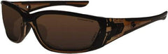 CrossFire - Brown Lenses, Framed Safety Glasses - Anti-Fog, Crystal Brown Frame, Size Universal, Wrap Around - Industrial Tool & Supply