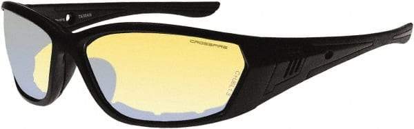 CrossFire - Indoor/Outdoor Lenses, Framed Safety Glasses - Anti-Fog, Matte Black Frame, Size Universal, Wrap Around - Industrial Tool & Supply