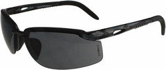 CrossFire - Smoke Lenses, Framed Safety Glasses - Scratch Resistant, Black Frame, Size Universal, Wrap Around - Industrial Tool & Supply