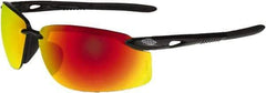 CrossFire - Fire Mirror Lenses, Framed Safety Glasses - Scratch Resistant, Black Frame, Size Universal, Wrap Around - Industrial Tool & Supply