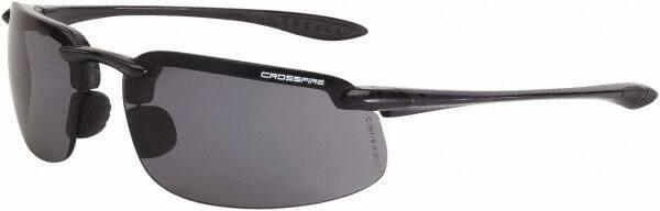 CrossFire - Smoke Lenses, Framed Safety Glasses - Scratch Resistant, Crystal Black Frame, Size Universal, Wrap Around - Industrial Tool & Supply