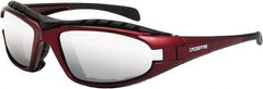 CrossFire - Silver Mirror Lenses, Framed Safety Glasses - Scratch Resistant, Red Frame, Size Universal, Wrap Around - Industrial Tool & Supply