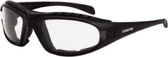 CrossFire - Clear Lenses, Framed Safety Glasses - Anti-Fog, Black Frame, Size Universal, Wrap Around - Industrial Tool & Supply
