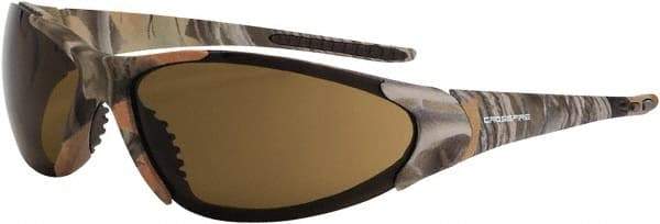 CrossFire - Brown Lenses, Framed Safety Glasses - Scratch Resistant, Brown Camouflage Frame, Size Universal, Wrap Around - Industrial Tool & Supply