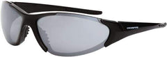 CrossFire - Silver Mirror Lenses, Framed Safety Glasses - Scratch Resistant, Black Frame, Size Universal, Wrap Around - Industrial Tool & Supply
