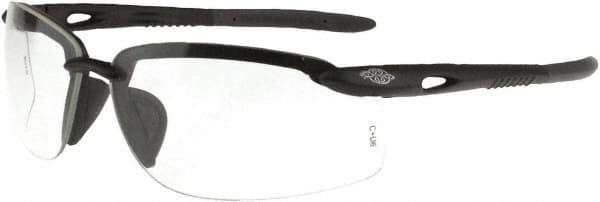 CrossFire - Clear Lenses, Framed Safety Glasses - Scratch Resistant, Black Frame, Size Universal, Wrap Around - Industrial Tool & Supply