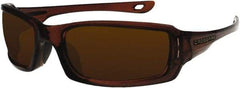 CrossFire - Silver Mirror Lenses, Framed Safety Glasses - Scratch Resistant, Crystal Brown Frame, Size Universal, Wrap Around - Industrial Tool & Supply