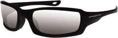 CrossFire - Silver Mirror Lenses, Framed Safety Glasses - Scratch Resistant, Black Frame, Size Universal, Wrap Around - Industrial Tool & Supply