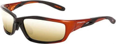 CrossFire - Gold Mirror Lenses, Framed Safety Glasses - Scratch Resistant, Orange/Black Frame, Size Universal, Wrap Around - Industrial Tool & Supply