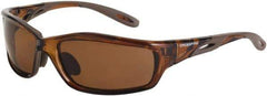 CrossFire - Polarized Brown Lenses, Framed Polarized Glasses - Scratch Resistant, Brown Frame, Size Universal, Wrap Around - Industrial Tool & Supply