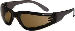 CrossFire - Brown Lenses, Framed Safety Glasses - Anti-Fog, Brown Frame, Size Universal, Wrap Around - Industrial Tool & Supply