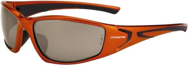 CrossFire - Copper Mirror Lenses, Framed Safety Glasses - Scratch Resistant, Burnt Orange Frame, Size Universal, Wrap Around - Industrial Tool & Supply