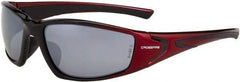 CrossFire - Silver Mirror Lenses, Framed Safety Glasses - Scratch Resistant, Black/Red Frame, Size Universal, Wrap Around - Industrial Tool & Supply