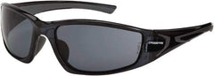 CrossFire - Smoke Lenses, Framed Safety Glasses - Scratch Resistant, Black Frame, Size Universal, Wrap Around - Industrial Tool & Supply