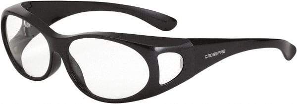 CrossFire - Clear Lenses, Framed Safety Glasses - Scratch Resistant, Gray Frame, Size Universal, Over the Glasses - Industrial Tool & Supply