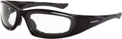 CrossFire - Clear Lenses, Framed Safety Glasses - Anti-Fog, Black Frame, Size Universal, Wrap Around - Industrial Tool & Supply