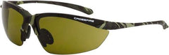 CrossFire - Green Lenses, Framed Safety Glasses - Scratch Resistant, Green Camouflage Frame, Size Universal, Wrap Around - Industrial Tool & Supply