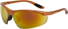 CrossFire - Red Mirror Lenses, Framed Safety Glasses - Scratch Resistant, Copper Frame, Size Universal, Wrap Around - Industrial Tool & Supply