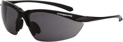 CrossFire - Smoke Lenses, Framed Safety Glasses - Scratch Resistant, Matte Black Frame, Size Universal, Wrap Around - Industrial Tool & Supply