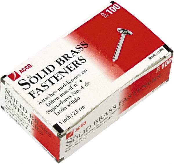 ACCO - 100 Piece Paper File Fasteners - 1" Long - Industrial Tool & Supply