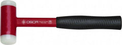 Osca - 17 oz Head 1-39/64" Face Diam Iron Dead Blow Hammer without Faces - 12" OAL, Rubber-Covered Steel Handle - Industrial Tool & Supply