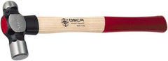 Osca - 2 Lb Head Drop Forged Carbon Steel, Heat Treated & Tempered Ball Pein Hammer - 16" Wood Handle, 1.38" Face Diam, 16" OAL - Industrial Tool & Supply