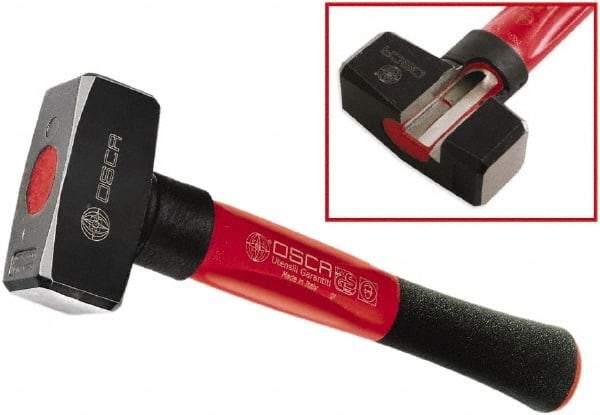 Osca - 3-19/64 Lb Head, 11" Long Sledge Hammer - Carbon Steel Head, 1.8" Face Diam, 4.3" Long Head, Aluminum Handle with Rubber Grip - Industrial Tool & Supply