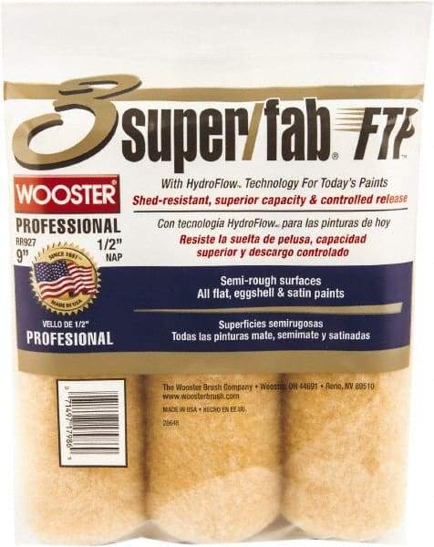 Wooster Brush - 1/2" Nap, 9" Wide Paint Roller - Semi-Rough Texture, Knitted - Industrial Tool & Supply