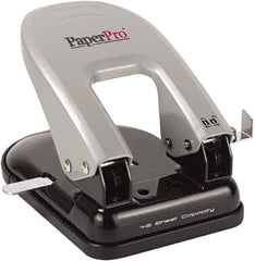 PaperPro - Paper Punches Type: 40 Sheet Manual Two Hole Punch Color: Black/Silver - Industrial Tool & Supply