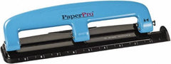 PaperPro - Paper Punches Type: 12 Sheet Manual Three Hole Punch Color: Blue/Black - Industrial Tool & Supply