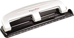 PaperPro - Paper Punches Type: 12 Sheet Manual Three Hole Punch Color: Black/Gray - Industrial Tool & Supply