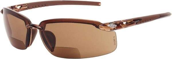 CrossFire - +2, Clear Lenses, Scratch Resistant, Frameless Magnifying Safety Glasses - UV Protection - Industrial Tool & Supply