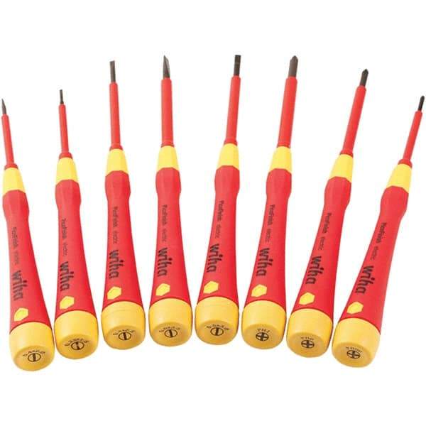 Wiha - 8 Piece Slotted & Phillips Screwdriver Set - #00 to #1 Phillips Size - Industrial Tool & Supply