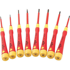 Wiha - 8 Piece Slotted & Phillips Screwdriver Set - #00 to #1 Phillips Size - Industrial Tool & Supply