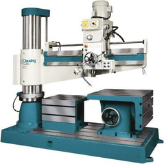 Clausing - 49.21" Swing, Geared Head Radial Arm Drill Press - 12 Speed, 5 hp, Three Phase - Industrial Tool & Supply