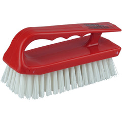6″ Scrub Brush, Finger Grip Handle, White Polypropylene Fill - Industrial Tool & Supply