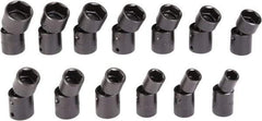 Proto - 13 Piece 1/2" Drive Black Finish Impact Socket Set - 6 Points, 1/2" to 1-1/4" Range, Inch Measurement Standard - Industrial Tool & Supply