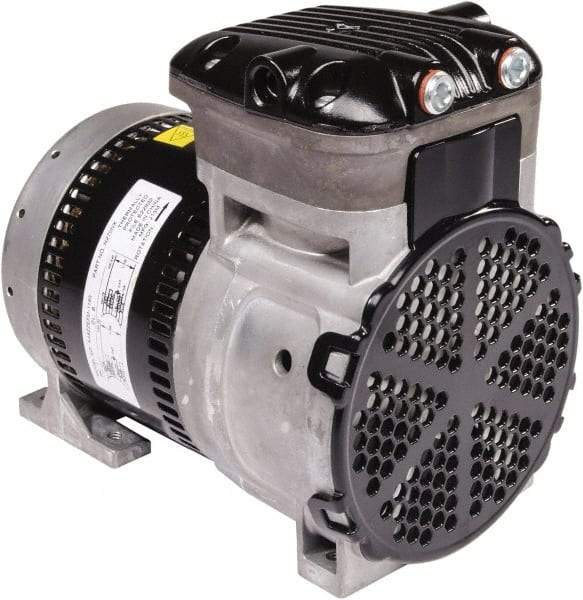 Gast - 1/4 hp, 3.8 CFM, 125 Max psi Piston Vacuum & Compressor Pump - 27.5 Hg/In, 100 to 240/50 to 60 Volt, 7.71" Long x 5" Wide x 7.08" High - Industrial Tool & Supply