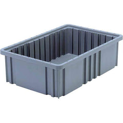 Quantum Storage - 40 Lb Load Capacity Gray Polypropylene Dividable Container - Stacking, 5" Long x 10.9" Wide x 16-1/2" High - Industrial Tool & Supply