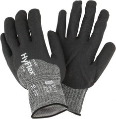 Ansell - Size XL (10), ANSI Cut Lvl 2, Puncture Lvl 4, Abrasion Lvl 4, Silicone-Free Nitrile Coated Cut & Puncture Resistant Gloves - 10.25" Long, Palm, Fingers & Knuckles Coated, Knit Wrist, Black, Paired - Industrial Tool & Supply