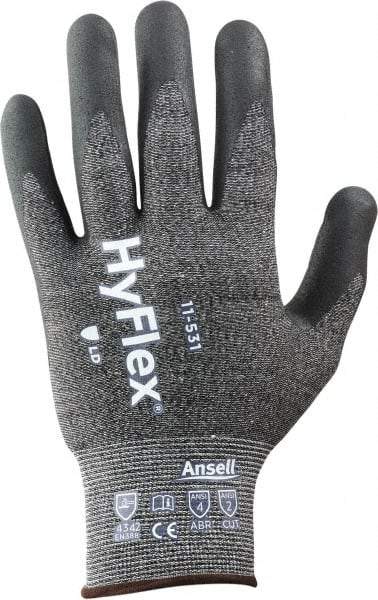 Ansell - Size L (9), ANSI Cut Lvl 2, Puncture Lvl 4, Abrasion Lvl 4, Silicone-Free Nitrile Coated Cut & Puncture Resistant Gloves - 9.75" Long, Palm & Fingertips Coated, Knit Wrist, Black, Paired - Industrial Tool & Supply
