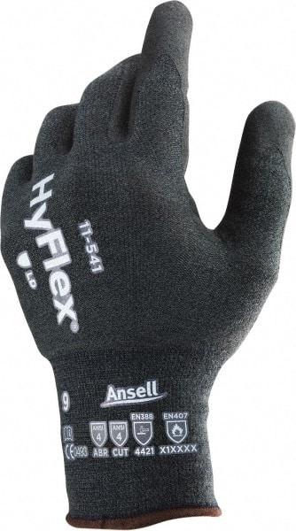 Ansell - Size 2XL (11), ANSI Cut Lvl 4, Abrasion Lvl 4, Silicone-Free Nitrile Coated Cut Resistant Gloves - 10.63" Long, Palm & Fingertips Coated, Knit Wrist, Gray, Paired - Industrial Tool & Supply