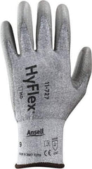Ansell - Size M (8), ANSI Cut Lvl 2, Abrasion Lvl 6, Polyurethane Coated Cut Resistant Gloves - 8.5" Long, Palm & Fingertips Coated, Intercept Technology Yarn Lining, Knit Wrist, Silver, Paired - Industrial Tool & Supply