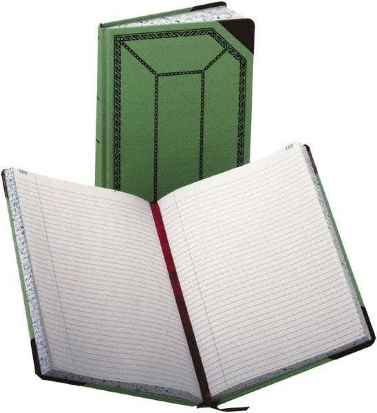 Boorum & Pease - 300 Sheet, 7-5/8 x 12-1/2", Record/Account Book - Green & Red - Industrial Tool & Supply