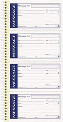 Adams Business Forms - 200 Sheet, 11 x 5-1/4", Call Book - Blue & White - Industrial Tool & Supply