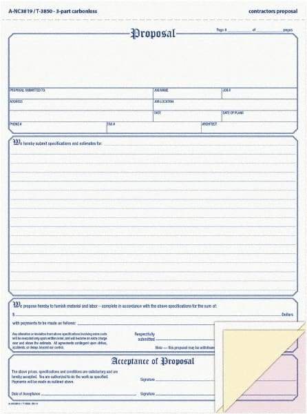 Adams Business Forms - 50 Sheet, 8-1/2 x 11-7/16", Sales Order Book - White, Canary & Pink - Industrial Tool & Supply