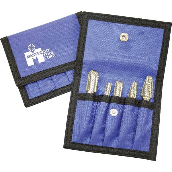 Made in USA - 4 Piece, 1/4" Shank Burr Set - Solid Carbide, Multiple Head Shapes - Industrial Tool & Supply